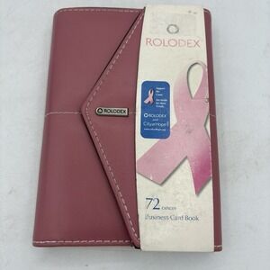 Rolodex Business Card Book Holder 72 Capacity Tri Fold Pink